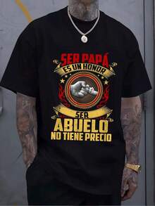 Camiseta Hombre Algodón Suave con Diseño Ser Padre y Abuelo,Un Honor.Estilo Casual para Papá o Abuelo,Idea Regalo Original y Confortable. - Negro - Ver 6