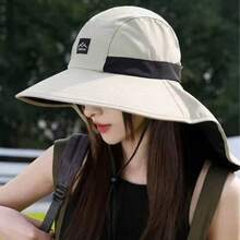 1pc New Sun Hat, Unisex Summer UV Protection Wide Brim Bucket Hat, Sunshade Scarf Cap - Multicolor - View 5