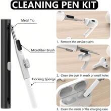 Cleaning Kit For Pro/Pro2/1/2/3/4, Multi-Functional Cleaning Pen With Soft Bristle Brush And Flocked Sponge, Suitable For Bluetooth Earphone Case Cleaning, White - Multicolor - View 3