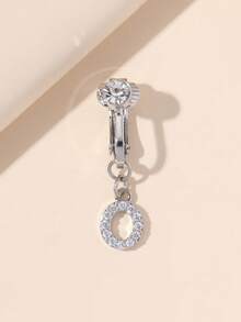 1 chiếc kẹp rốn chữ cái khảm nhỏ tối giản, tiện dụng để đeo hàng ngày cho phụ nữ. - Bạc - Xem 22