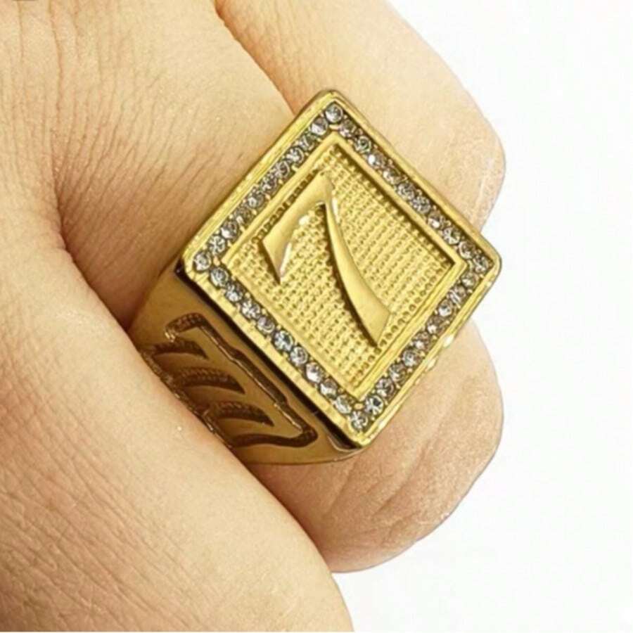 Lucky Ring 777 Men's, 18K Gold Plated Stainless Steel - Luxury Style - 5 - 查看 1
