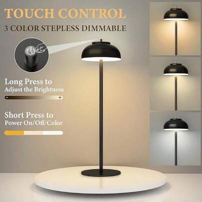 1/2 Black And Gold Modern Cordless Rechargeable Creative Table Lamp With 3 Color Temperatures, Dimmable And Memory Function, Soft Lighting Suitable For Dinner, Reading, Home Atmosphere, Indoor Decor And Dining Room, Battery Powered Reading Light | Modern Table Lamp | Dimmable Lamp | Holiday Gift