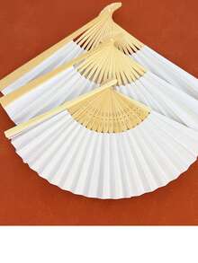 3 chiếc quạt xếp, quạt giấy tự làm để vẽ thư pháp, quạt sơn mài, quạt giấy gạo kiểu cổ điển. - 3pcs - Xem 1