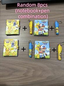 Bộ sổ tay Pokemon 2/4/8 món (kèm bút), sổ ghi nhớ gáy xoắn, quà tặng cho học sinh; thích hợp cho các dịp lễ, tiệc tùng và nhiều dịp tặng quà nhỏ khác (bút và sổ được ghép ngẫu nhiên). - Nhiều màu - Xem 7