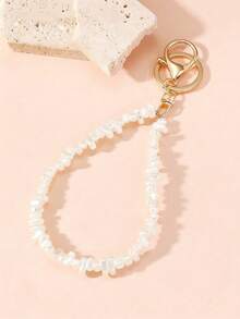 1件装女士新款不对称珍珠串珠时尚手机挂绳/包包挂饰 - 白色 - 查看 3