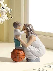 1pc Small Family Theme Resin Figurine Decor Craft, Suitable For Bookshelf, Desk, Living Room And Bedroom, Perfect For Wedding Art Decor, Mother's Day Gift, Birthday Gift, Graduation Gift, Etc. - A Family Of Three - View 3