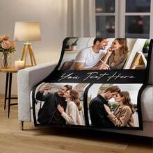 Custom Blanket With Picture & Text - Personalized Throw Blanket & Flannel Photo Blankets. Custom Valentine's Day Gifts For Her, Him & Couples. (3 Photos And Text)– Home Decor,Bedroom Decor,Living Room Decor,Couch,Sofa,Bed,Customizable,Breathable,Lightweight,Washable,Soft,Comfortable,Elegant,Simple,Personalized Items,Tapestry,Hogar,Bedroom Essentials,Camping Essentials,Beach Essentials,Living Room Essentials,Home Essentials,Custom Blankets,Regalos Para Mamá,Mother's Day Gifts - 多色 17 - 查看 2