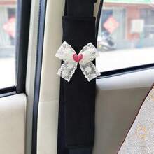 2 miếng đệm vai bằng vải lanh có nơ ren, dùng để làm mát ghế xe hơi, phụ kiện nội thất xe hơi dành cho nữ. - Nơ ren - Xem 9