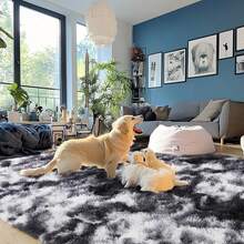Trendcylala Soft Modern Indoor Large Shaggy Area Rug, Plush, Non-Slip, Not Easy To Shed Hair, Home Decorative, Suitable For Bedroom, Living Room, Dining Room, Dorm, Accent Floor Carpet ,Room Decor, Tie-Dye Black White - Nhuộm tie-dye đen trắng - Xem 11