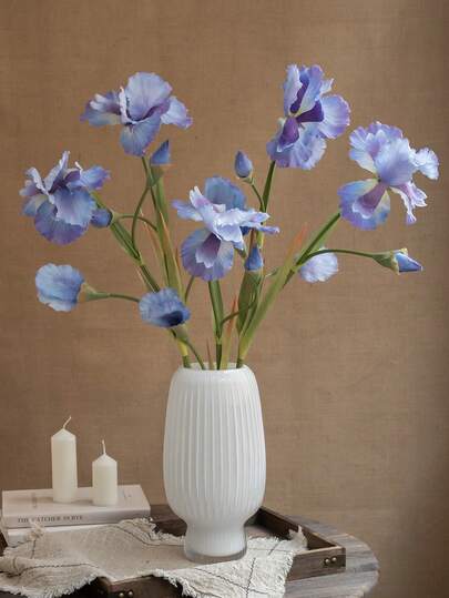1 pieza Flor de iris artificial con tallo largo, arreglo floral de alta gama, decoración hecha a mano DIY