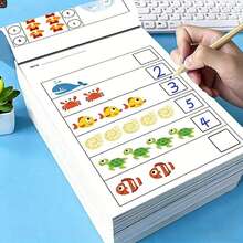 互動式幼兒數學練習本：數字描紅、加減法練習，適合 3 歲以上男孩女孩的早期教育，居家或教室使用，數字辨識與基礎算術技能書，附趣味插圖 - 彩色 - 查看 3