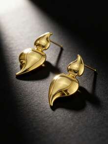 French Retro Gold Foil Earrings, Light Luxury Style Stainless Steel Earrings And Gold Jewelry, Exquisite And Versatile Earrings, Stainless Steel Rust-Proof Jewelry, Suitable For Daily Gatherings, Weddings And Events - Multicolor - View 3