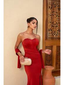 Glamorous Long Party Dress For Bridesmaids, Weddings, And Graduations. - Terracotta - View 2