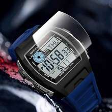 SANDA. SANDA Men's Fashionable New Barrel-Shaped Electronic Watch, Multi-Function Display, Stylish & Personalized Wristwatch - 2225J-black Green - View 8