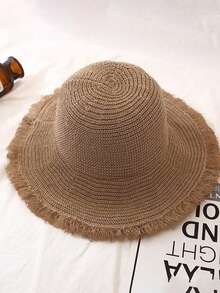 1 pezzo Cappello di paglia a tesa larga da donna, cappello da spiaggia per vacanze estive, all'aperto, vacanze, viaggi - A - Visualizzare 6