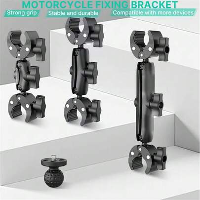 适用于摩托车自行车车把夹的相机双夹蟹钳支架，适用于 Insta360 One X2 X3 运动相机配件