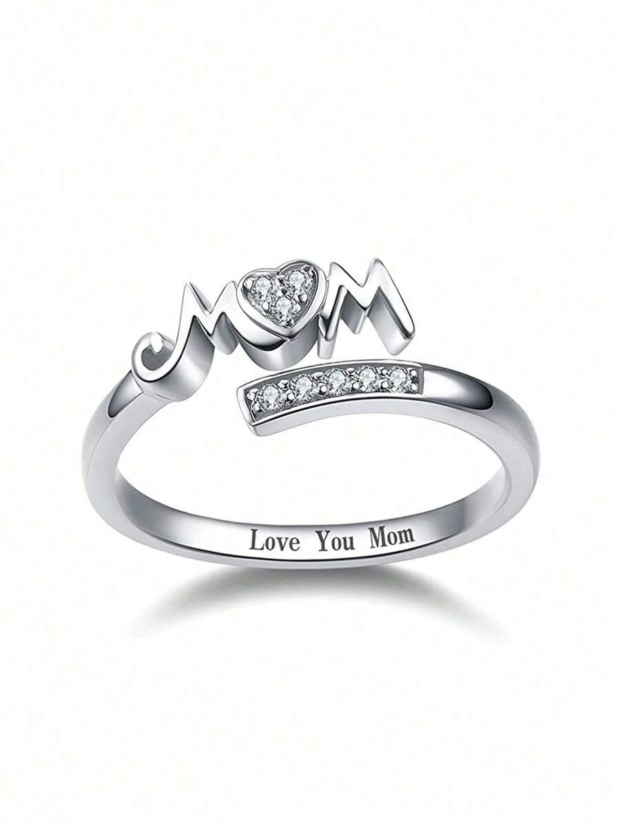 1 pieza Anillo de circonita cúbica para adolescentes, para regalo de cumpleaños, Día de la Madre, aniversario, joyería para fiestas - 1# - Ver 1