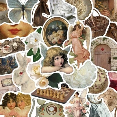 50pcs Retro Floral Stickers For Journaling Phone Cases Notebooks Laptops Suitcases Skateboards And Helmets Stickers