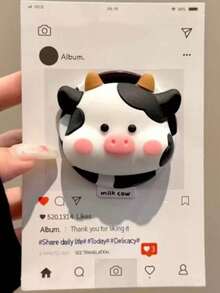 1pc New Flower & Puppy Peach Design MagSafe Magnetic Phone Holder, Strong Suction, Adjustable Desktop Air Cushion - Multicolor - View 14