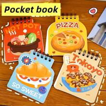 Bộ 4 cuốn sổ tay bìa lật hình thức ăn, sổ tay học sinh bỏ túi đựng từ vựng, nhỏ gọn và nhẹ, sổ ghi nhớ đa chức năng, đồ dùng khen thưởng học sinh, sổ kế hoạch văn phòng phẩm trống không đối xứng, 50 tờ/cuốn. - Một kích thước phù hợp với tất cả - Xem 1