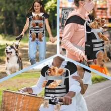 Dog Front Carrier Backpack For Small Pet With Adjustable Cross Shoulder Straps Hands Free Puppy Legs Out Chest Carriers For Hiking Cycling Vet Black M - 黑色 - 查看 7