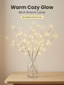 5 piezas Lámparas de papel de árbol de abedul LED flexibles, luces ambiente alimentadas por batería para decoración de jarrones, adecuadas para dormitorio, mesita de noche, boda, fiesta, escritorio, dormitorio, restaurante, se pueden usar como regalo de vacaciones, cumpleaños, inauguración de la casa, boda - Lámpara de rama de abedul - Ver 2