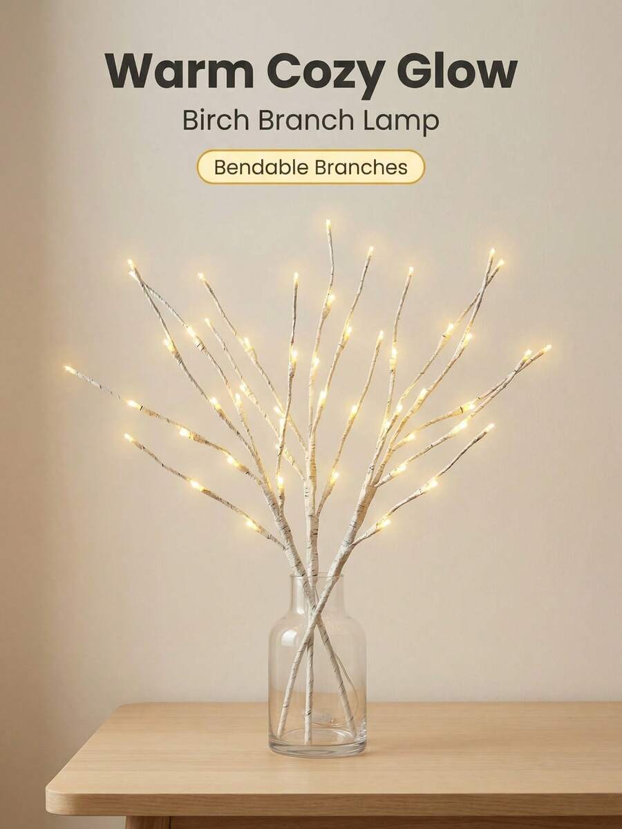 5 piezas Lámparas de papel de árbol de abedul LED flexibles, luces ambiente alimentadas por batería para decoración de jarrones, adecuadas para dormitorio, mesita de noche, boda, fiesta, escritorio, dormitorio, restaurante, se pueden usar como regalo de vacaciones, cumpleaños, inauguración de la casa, boda