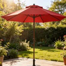 6/8 Tela de sombrilla de poliéster acanalada para reemplazo de sombrilla de patio exterior, tela de sombra impermeable (solo tela de sombrilla) - Negro - Ver 12