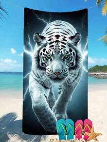 Khăn tắm biển sợi siêu mịn, mềm mại, nhanh khô 250g | Kích thước có sẵn: 70*140cm/90*180cm | Họa tiết hoa hổ trắng | Khăn tắm di động thấm hút cao, trang trí phòng tắm, thích hợp cho bơi lội mùa hè, du lịch, cắm trại, tập thể dục - Nhiều màu - Xem 7