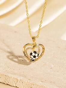 Mặt dây chuyền hình quả bóng đá, mặt dây chuyền hình quả bóng đá đính đá mạ vàng, quà tặng trang sức dành cho người hâm mộ và những người đam mê bóng đá. - Nhiều màu - Xem 12