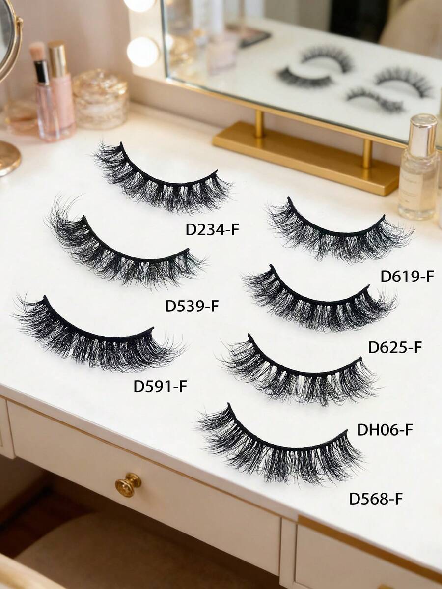 MKHLINA 1 Cặp 15mm 5D Mi giả thủ công, Mi giả lông chồn tự nhiên, thích hợp dùng hàng ngày, có thể tái sử dụng, phù hợp cho trang điểm mùa xuân hè.