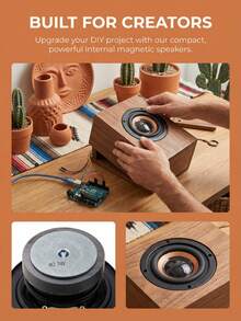 2个2英寸磁性扬声器部件，触摸面板控制同轴连接器，DIY音频扬声器，迷你扬声器PU皮革外壳，黑橙色立体声音频输出 - 外磁喇叭 - 查看 8