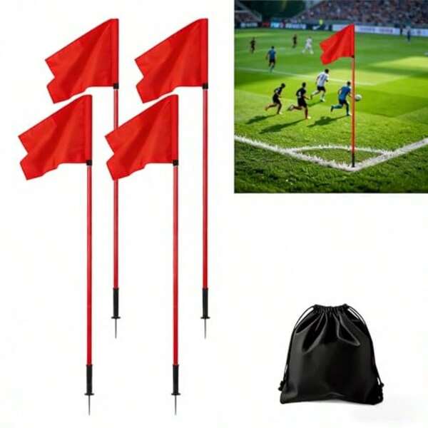 Occer Corner Flag Et Of 4 For Occer Field FT Agility Training Pole With Corner Flag Peed And Agility Training Equipment For P Practice With Ground P Nail And A Bag Red