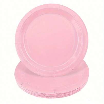 7-Inch Disposable Plates, Pink Color, Leak-Proof & Thick Paper Plates | 3-Second Cleanup | Party & Camping Use | High Cost Performance & Practical | 12/24pcs Disposable Paper Plates, Cake Plates, Food Plates For Wedding, Birthday, Party, Christmas, Thanksgiving, Halloween, Ramadan, Easter Decoration And Kitchen Supplies