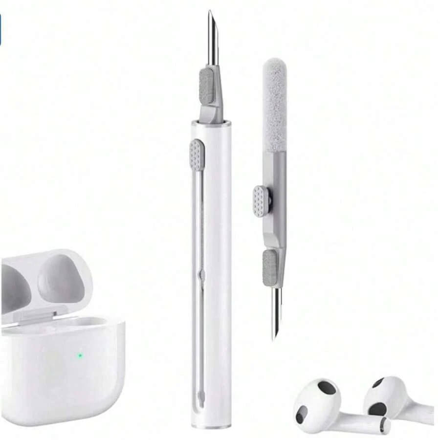 Cleaning Kit For Pro/Pro2/1/2/3/4, Multi-Functional Cleaning Pen With Soft Bristle Brush And Flocked Sponge, Suitable For Bluetooth Earphone Case Cleaning, White - Multicolor - View 1