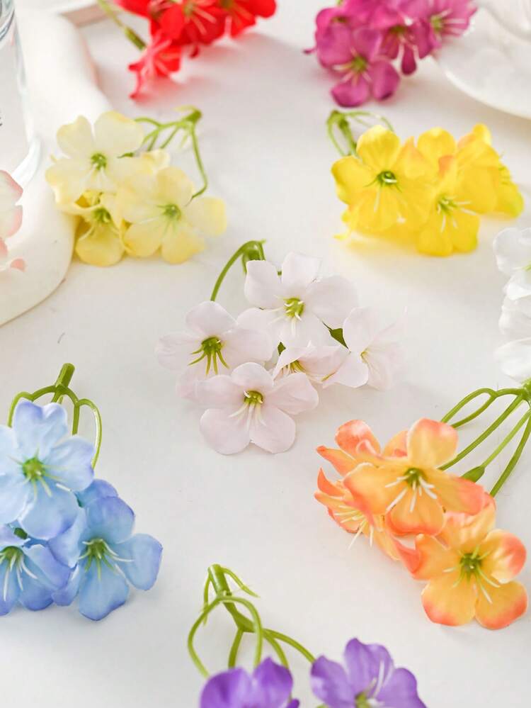 5/10/20/30支人造樱花装饰，仿真丝樱花，假花，适用于家居、餐厅、客厅、户外花园装饰，可用于插花、摄影道具，适合春秋季节，可插花、花墙装饰、花环、新娘捧花、婚礼装饰、DIY花环材料、生日派对装饰、家居装饰配件、情人节等场合。 - 彩色 - 查看 2