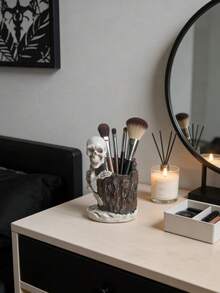 Giá đựng bút hình đầu lâu gốc cây phong cách Gothic, hộp đựng cọ trang điểm. - Tròn - Xem 8