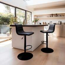 MIREL Sillas de Bar Altas para Barra de Cocina con Altura Ajustable - Banco Desayunador Elegante con Reposapies de Tejido Transpirable Set de 2 Sillas - Gris - Ver 3