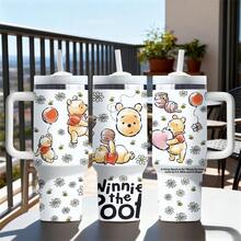 Disney 1个迪士尼大容量带把手保温杯，印有可爱的维尼熊图案，不锈钢真空保温杯，带吸管，容量1200毫升，带防伪码的包装盒。 - 溫妮 - 查看 8