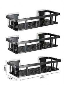 2件套【节省空间 | 无需钻孔】壁挂式淋浴置物架 | 无需钻孔安装，节省空间，安装简便 | 浴室和厨房悬浮式置物架，用于存放洗漱用品、化妆品和杂物 - 黑色 - 查看 15