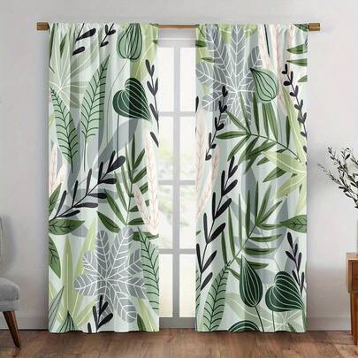 2 tấm rèm in họa tiết lá nhiệt đới, rèm cách nhiệt, thích hợp trang trí phòng ngủ, nhà bếp, phòng khách, rèm ban công bằng sợi tổng hợp, thích hợp cho căn hộ, in phẳng 2D.