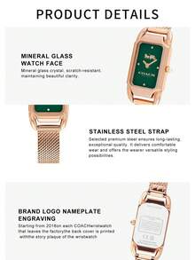 Coach Cadie Series Women's Quartz Watch, Rose Gold Tone Case Rose Gold Milanese Strap Green Dial - 玫瑰金 - 查看 5