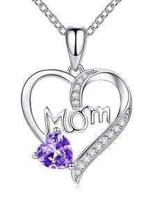 1 PC Teen Luxury Cubic Zirconia Necklace Pendant For Girls For Birthday For Mother's Day Gift Anniversary Party Jewelry - Purple - View 2