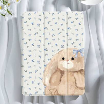 Kingsung Ốp bảo vệ máy tính bảng họa tiết Thỏ, Hoa, Nơ, tương thích với iPad 9.7/10.2/10.5/10.9/12.9 inch, iPad Pro 11 inch, thế hệ thứ 10, Galaxy Tab S6 Lite 10.4 inch, Kindle Paperwhite thế hệ thứ 12 2024, Kindle thế hệ thứ 11 2022 màu Clara, bảo vệ mềm mại chống sốc, hỗ trợ chân đế thông minh/tự động bật/tắt màn hình.