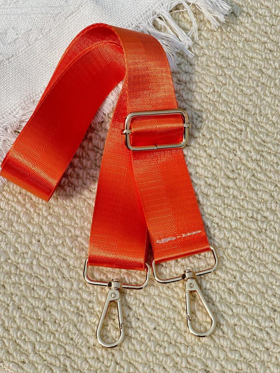 1pc/1.5 Inch Wide Solid Color Luggage Strap, High Quality Orange Backpack Strap, Adjustable Detachable Shoulder Strap, Unisex, Durable Backpack Replacement Strap, Travel Accessory, Suitable For Camera Bag And Handbag - Orange - View 1