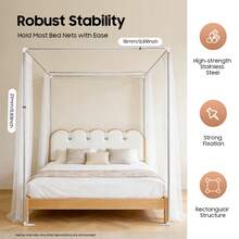 LYNICESHOP Canopy Bed Frame 2x2m Sturdy Stainless Steel 4-Poster Frame With Base Feet Easy Install Metal Bed Net Stand For Queen/King Size Modern Silver Bed Canopy Poles For Mosquito Net & Decor - Bạc - Xem 3