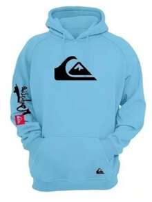 Men's Kangaroo Hoodie With  Arm Print - Baby Blue - View 5