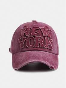 1 Stück NEW YORK aufgenähtes Etikett Baseball Kappe, gewaschener Stil Hut für Herren und Damen, modischer Retro Sonnenhut, verstellbarer Outdoor Sonnenschutz, Y2K Stil abgenutzt gebogener Schirm Hut, Sommer, Strand - Verschiedenfarbig - Übersicht 7