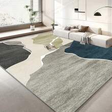 1pc Modern Abstract Geometric Velvet Carpet, 850g/Sqm Soft Non-Slip Machine Woven Polyester Rug, Suitable For Living Room, Bedroom, Office And Entrance - Machine Washable, Rectangular, Lightweight, Durable - C - View 1