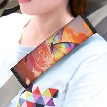 Funda única para cinturón de de coche con estampado de mariposa, almohadilla para el hombro del cinturón de del interior del coche - Multicolor - Ver 3